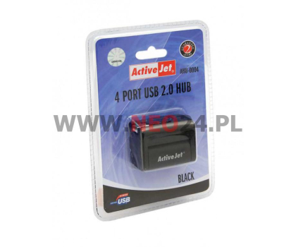 Hub USB ActiveJet USB2.0 (4 porty, obrotowy) czarny